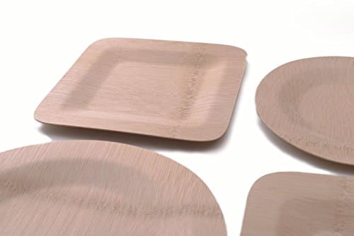 ECOhomeware Disposable Bamboo Plates - 7" Square Dinner Plate, 10Pk. A Natural Eco-Friendly Alternative to Plastic that is Compostable and Biodegradable. Great for Parties, Weddings and Entertaining