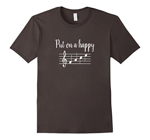 Men's Put On a Happy Face Music Notes T-Shirt  Large Asphalt