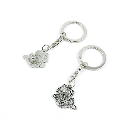 100 Pieces Keychain Keyring Door Car Key Chain Ring Tag Charms Bulk Supply Jewelry Making Clasp Findings G2BF8R Charming Kitty Mermaid