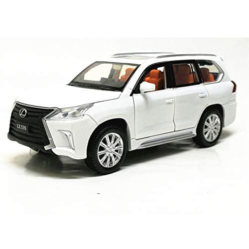 HUAXING 1:32 Lexus LX570 Alloy Pull Back car Model diecast Metal Toy Vehicles with Sound Light 6 Open Doors for Kids Gift,White