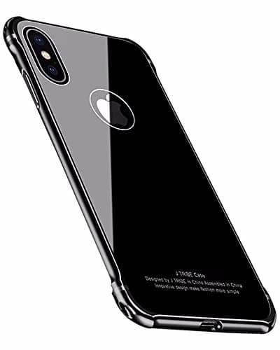 iPhone X Case, ArtMine Luxury Ultra Thin Aluminum Metal Frame Drop Protection Hybrid Construction Back Case Cover for Apple iPhone X 2017, Black