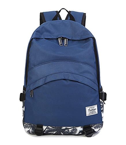 New Canvas Student School Backpack Retro Double Zipper Large Travel Shoulder Bag Blue