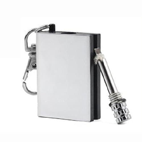 LUCKYAZ 2pcs Survival Emergency Camping Fire Starter Flint Match Stainless Steel Keychain Lighter for Camping Hiking Outdoor,Silver Matchbox Fire Start