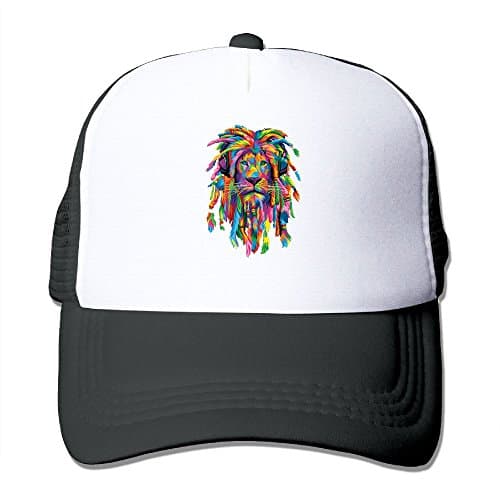 Colorful Lion Rasta Unisex Grid Baseball Caps Adjustable Nice Icon Mesh Hat Novelty Black