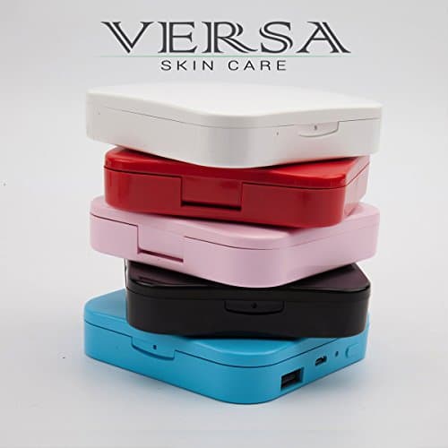 Versa - Phone charger makeup mirror LED mirror Lighted Makeup Mirror with Power Bank, Portable Design, Blue