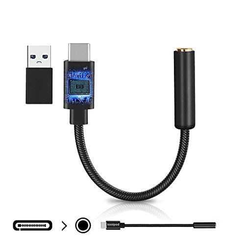 USB Type C to 3.5mm Stereo Audio Headphone Jack Adapter Converter,Built-in DAC Chip,Type c to USB 3.0 Adapter,for Google Pixel,Samsung,Moto z,Essential,Huawei,HTC,and More Android,Laptop and Tablet