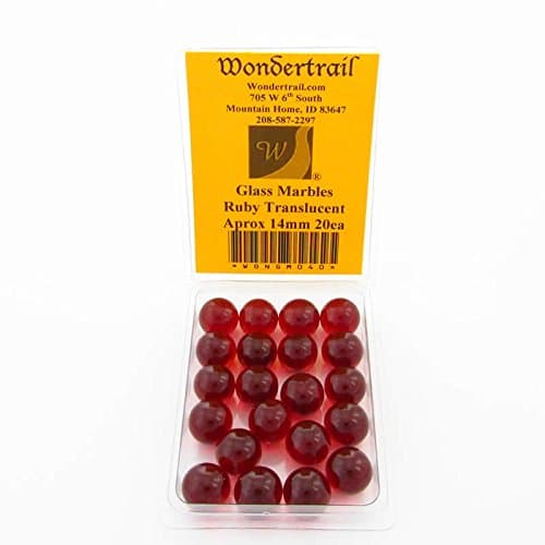 WONGM040 Ruby Translucent Marbels 14mm Glass Marbles Pack of 20