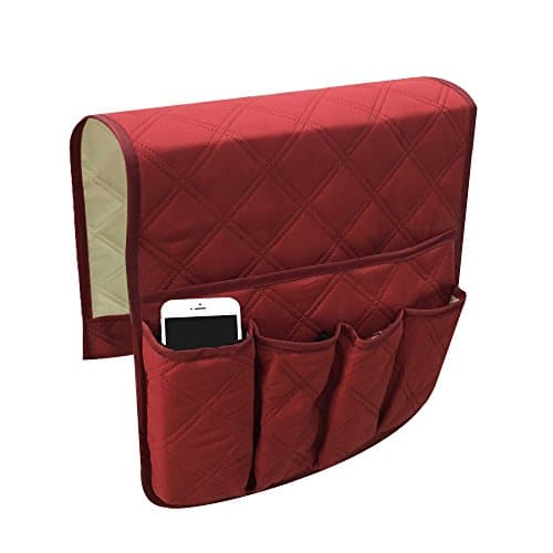Waterproof Sofa Armrest Storage Organizer for tablets, TV remotes, phones 4 colors Storage Organizer 35 inch13 inch (Claret)