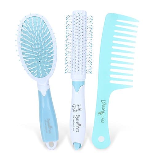 DIFFLIFE Detangling Hair Brush kit Head Scalp Massage Scrubber Comb Ergonomically Designed Paddle(Pack of 3) (Blue)
