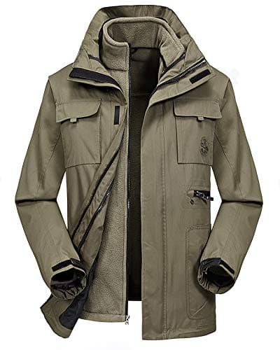 Mens Snowboard Ski Jacket 3-in-1 Waterproof Windproof Warm Winter Shell with Detachable Hood and Fleece Liner