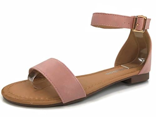Womens Flat Sandal Single Over The Toe Ankle Strap, Blush, 7