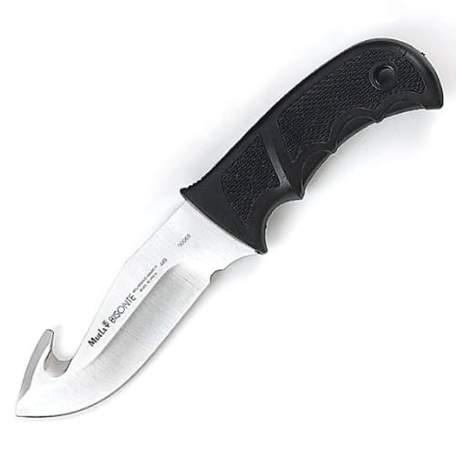Muela Bisonette 9-Inch Fixed Blade Skinner with Gut Hook Knife, Rubber Handle
