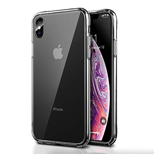 ROYBENS iPhone Xs Clear Case, Transparent Thin 9H Tempered Glass Cover, Slim Fit Hard Back Soft TPU Bumper, Anti-Yellow Cute Hybrid Protective Case Compatible for i-Phone Xs, X, 10, 5.8 Inch, Crystal