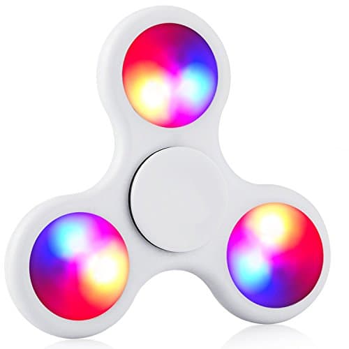TheHonestBill Fidget Hand Spinner with Light, Tri Spinner Toy with 3 Colored Shining, Anxiety Toy Helps Focus, Stress Reducer, Perfect for ADD, ADHD, Anxiety, and Autism Adult Children (L-White)