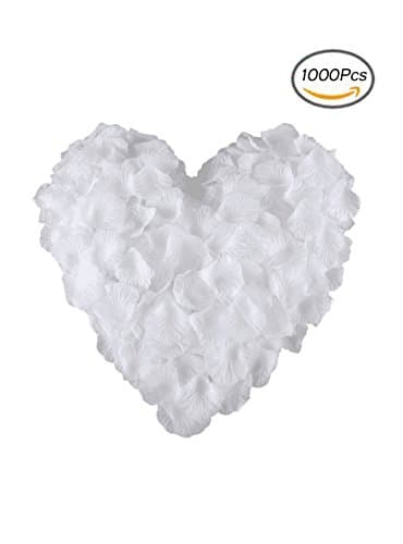 OAIMYY Soft Silk Fabric Artificial Flower Rose Petals for Wedding Party Celebration Decoration - 1000Pcs (White)