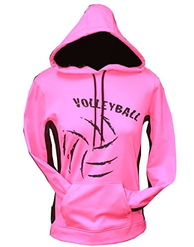 Neon Pink Volleyball Performance Hoodie (Small)