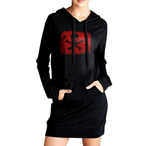 QUQLA Women's Hooded Pullover Sweatshirt Skull Cross Bones Danger