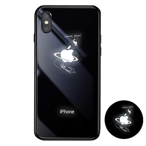 JZWDMD Glowing Case for iPhone 7/8, iPhone Xs Max Cases Led Logo Light iPhone Case Glowing Light Up Logo Case Illuminate Cover Tempered Glass Back Cover Protective Case