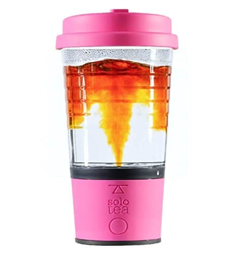 SoloTea French Design Smart Tea Brewer System with Premium 12 OZ Travel Mug 100% BPA Free (PINK)