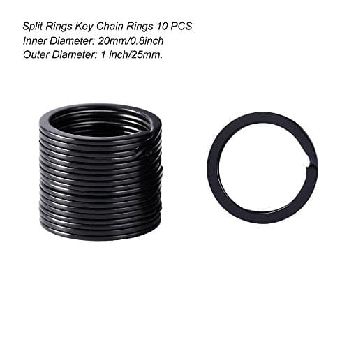 Key Chain Rings 1 Inch/25mm Metal Flat Split Key Rings black 10 PCS perfect for Home Car Office Keys Attachment