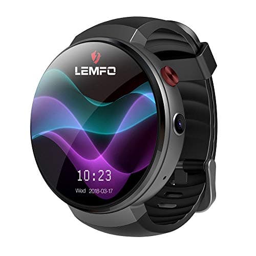 LEMFO LEM7 Bluetooth Smart Watch, 1GB + 16GB Android 7.0 Wearable Devices GPS WiFi Fitness Tracker Nano Sim Unlocked 4G Phone Mate with 700mAh Backup Charger for Android iOS (Black)
