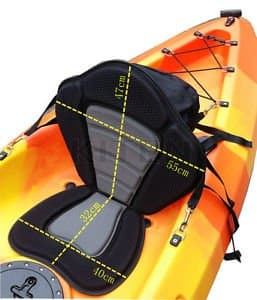 Evaric Deluxe Adjustable Padded Kayak Seat Rafting Canoe Backrest + Detachable Back Bag