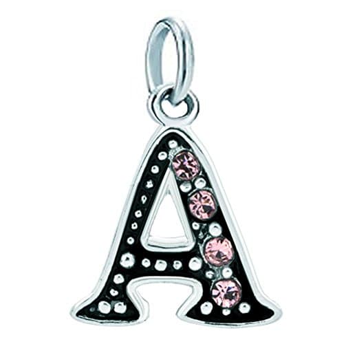 Sug Jasmin Pink Crystal Initial A-Z Letter Charm Alphabet Beads For Bracelets & Necklaces