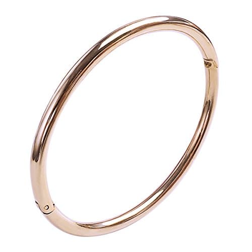 Polished Oval Hinge Tiny Bangle Bracelet Jewelry Set Carweilon (Rose Gold)