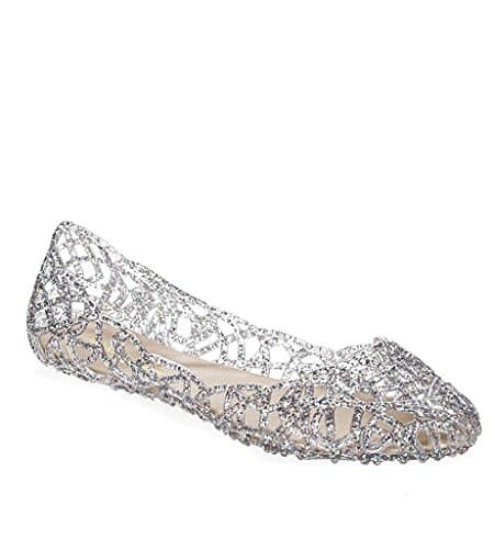 ReVeaL Women's Jelly Ballet Flats (Silver 9)