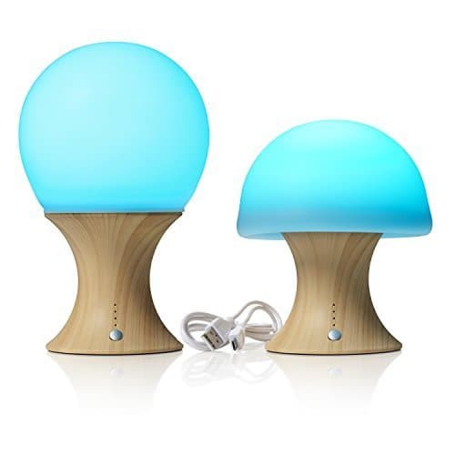 Auraglow Colour Changing LED Mood Night Light Wireless USB Rechargeable Bedside Table Mushroom Desk Lamp