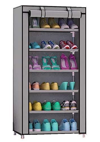 Zemic Iron and Fabric Multi-Purpose Shoe Rack, 6 Layer, Organiser - Grey (Make in India)(Shoes Racks for Home)