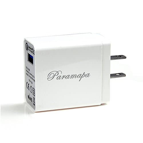 Paramapa Quick Charge QC3.0 One-Port USB Wall Charger for Galaxy S8 / S7/ S6/ Edge/ Plus, iPhone X / 8/ 7 / 6s / Plus, iPad Pro/ Air 2/ mini, LG, Nexus, HTC and More (White)