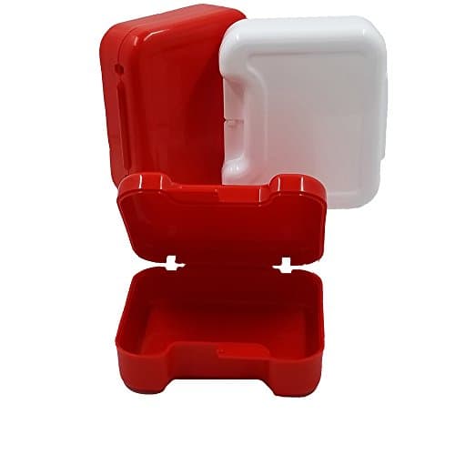 NEW DESIGN! WellSpring Orthodontic Retainer Case Trio FREE white case with every color 2-pack Secure ventilated storage for retainers mouth guards whitening trays night guards invisalign (RED)