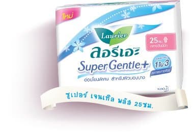 Sanitary Pad Laurier Super Gentle Plus 25 cm extra gentle for sensitive skin 14 Count.