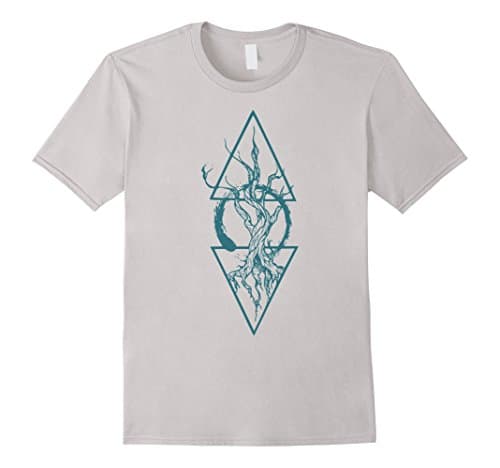 Mens Abstract / Nature / Geometrical Tree T-Shirt Medium Silver