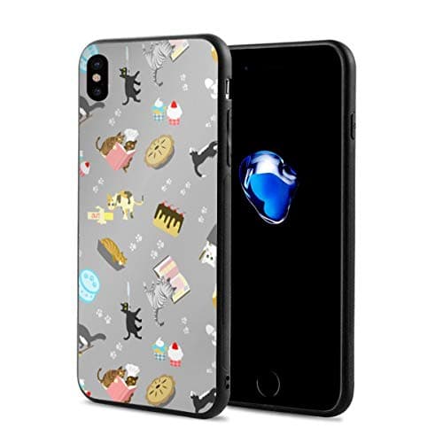 iPhone X Case Cats Baking Cakes On Grey Lightweight Anti-Fingerprint Fashion Cases Covers Compatible with iPhone X