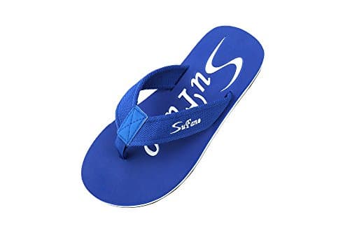 Sufano Men's Soft 3 layer Sandals Flip Flop with Comfort Cotton Strap (10.5 US / 45, Blue)