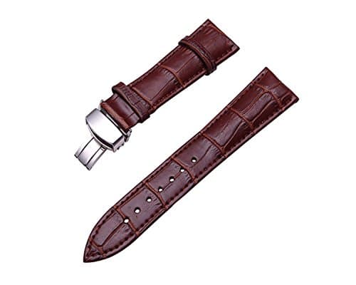 Brown Deployment Watch Straps for Replacement 18mm with Argentina Genuine Calf Leather Spring Bars