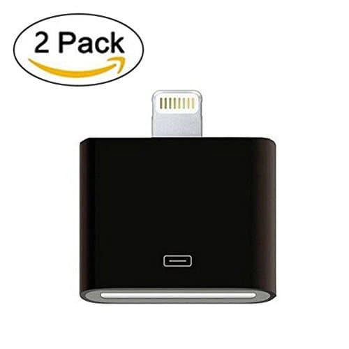 Amz Wholesale Lightning to 30-Pin Converter, 2 Pack 8 Pin to 30 Pin White Charging Adapter for iPhone 7, 7 Plus, 6S, 6S Plug, 5S, 5C, iPad (BLACK)