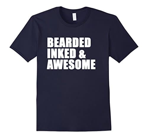 Men's Bearded, Inked, Awesome Tshirt XL Navy