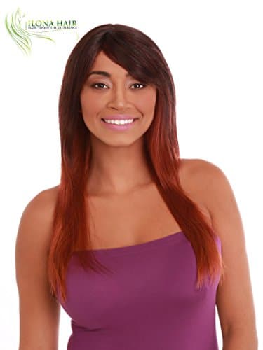 Modern Style Long Wig Layers Cut With Bang for Black Woman BROOK. Part of our African-American collection. Brown Red Ombre Color F3240A Chopped Cut Style peluca