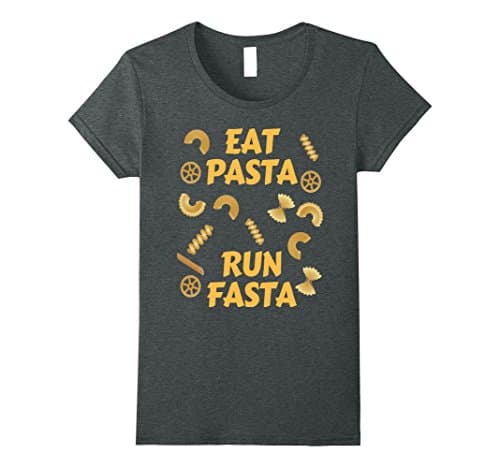 Womens Eat Pasta Run Fasta Runner Carb Load Carbohydrate T Shirt  Small Dark Heather