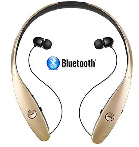 Bluetooth universal wireless headset neckband for cell phone by IHK (Gold)