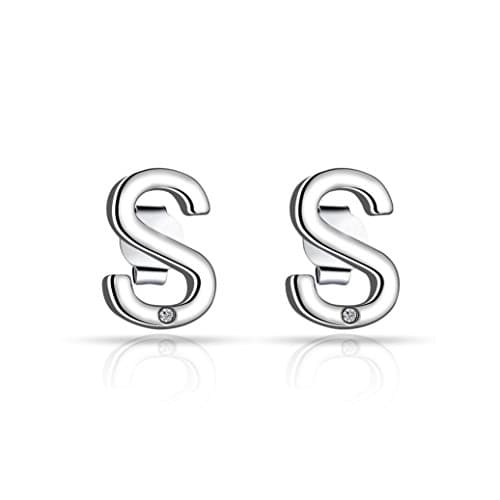 Philip JonesInitial Earrings Letter S Created with Zircondia® Crystals