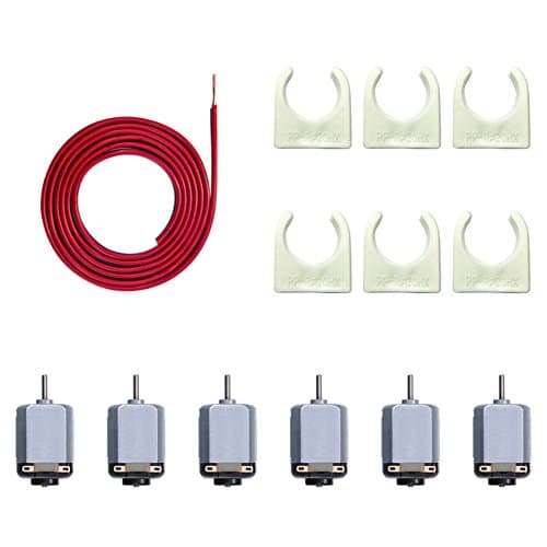 Topoox 6 Pcs DC Motor Mini Electric Motor 1.5-3V 15000RPM with Motor Mounting Bracket Holder with 1.2M Copper Wire for Science Projects, Mini Fan