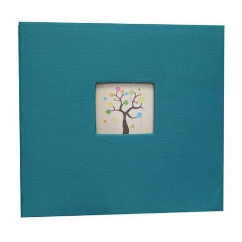 Kleer-Vu Fabric Scrapbook, PostBound with Window, Size: 12x12" with 10 Seamless, Top Loading Plastic Pages with Heavy White Paper Inserts, Color: Aqua.