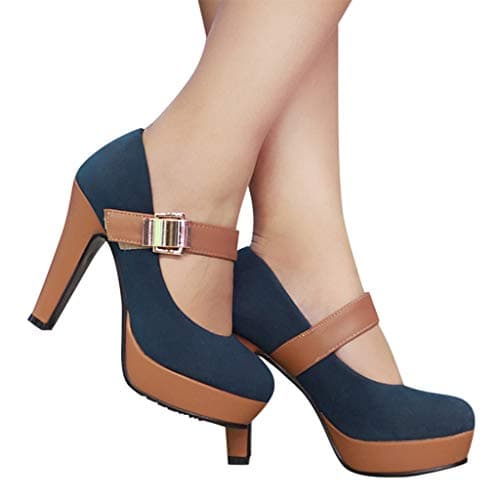 Memela Women's Ankle Strap Platform Pump Party Dress High Heel Ankle Boots Round Toe Casual Shoes