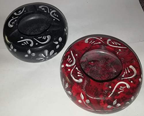 DEEKSHA ENTERPRISES Handmade Opal White Marble 4 Inch Round Tabletop Ashtray Indoor Outdoor Use Cigarette Cigar Ash Holder Desktop Smoking for Home Or Office Gifts for Men Combo Pack