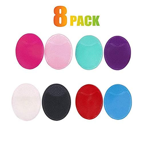 8 Pack Face Scrubber,Soft Silicone Face Cleanser Brush Handheld Mat Scrubber Silicone Face Exfoliator 8 colors,Cool Gift for Girl