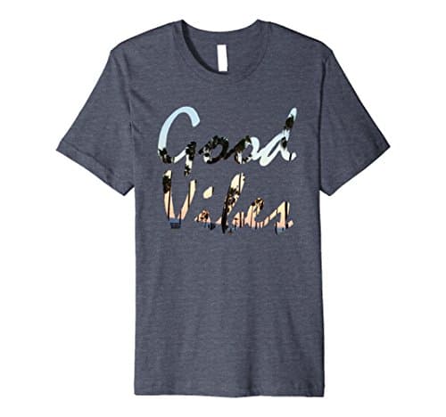 Mens Good Vibes T Shirt Medium Heather Blue